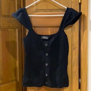 Anthropologie flutter sleeve black sweater tank